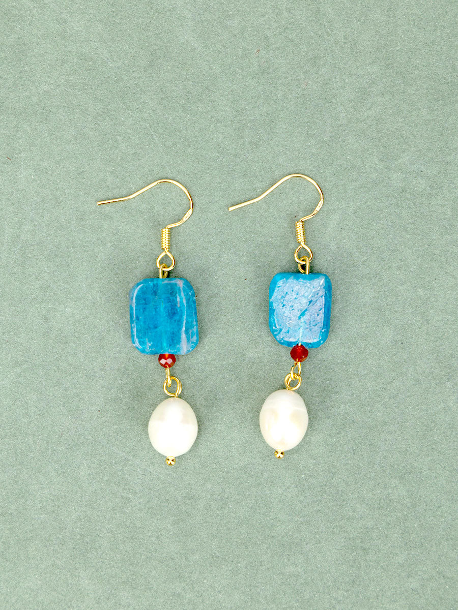 Garnet Pearl Dangle Earrings