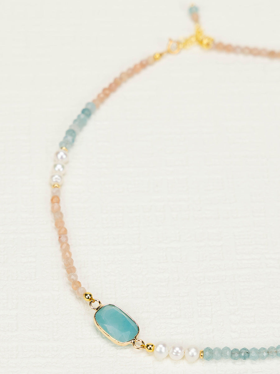 Sunstone Pearl Necklace