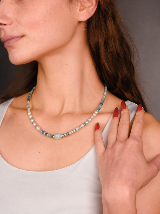 Aquamarine Pearl Necklace