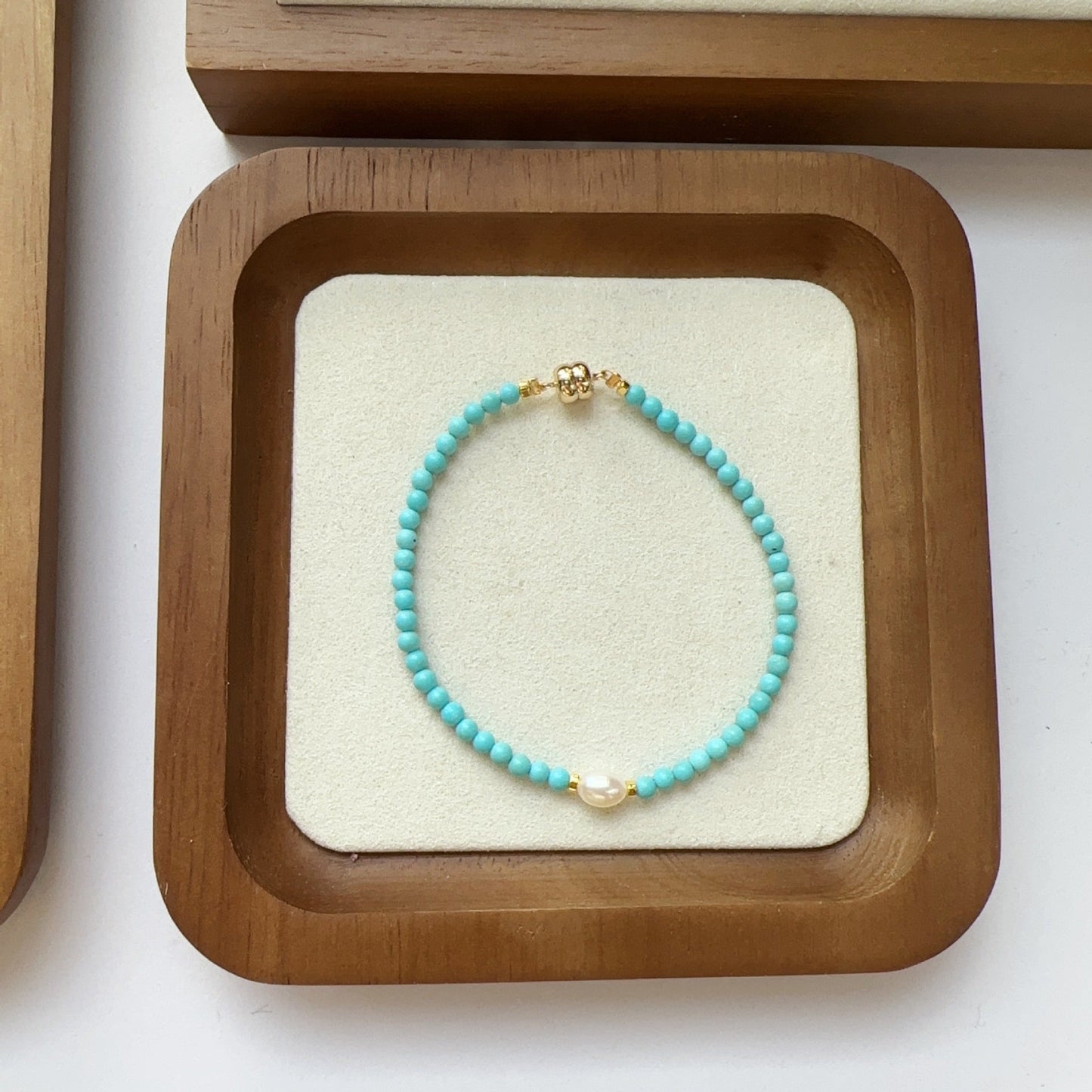 Turquoise, Freshwater Pearl, Bracelet, Five Elements Design, Women Jewelry, Gift for Her, ZGS005-S1