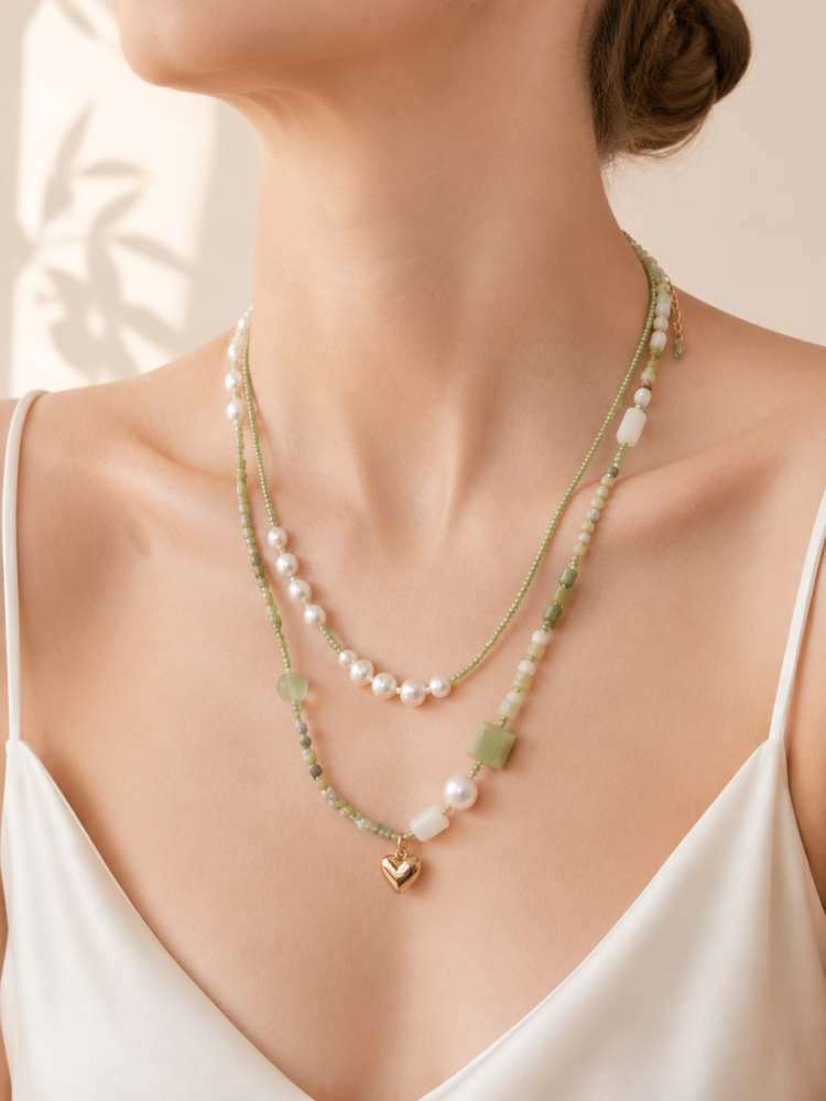 Czech Glass, Aventurine, Freshwater Pearl, Jewelry Set, Chinese Heritage Style, Women Jewelry, Gift