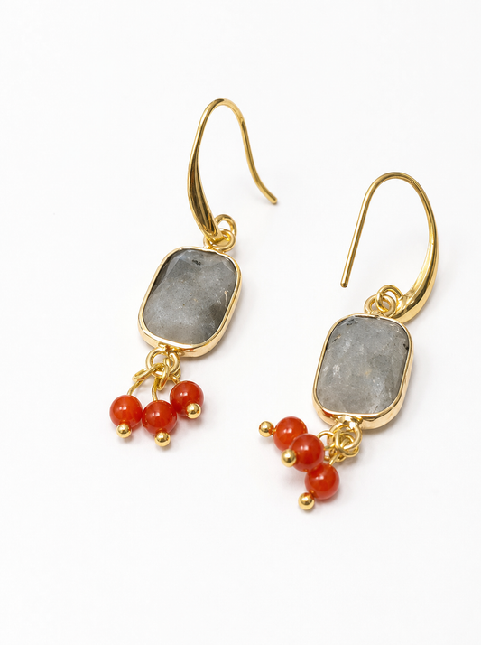Celestine, Garnet, Earrings, Five Elements Design, Women Jewelry, Gift for Her, DH005-E1