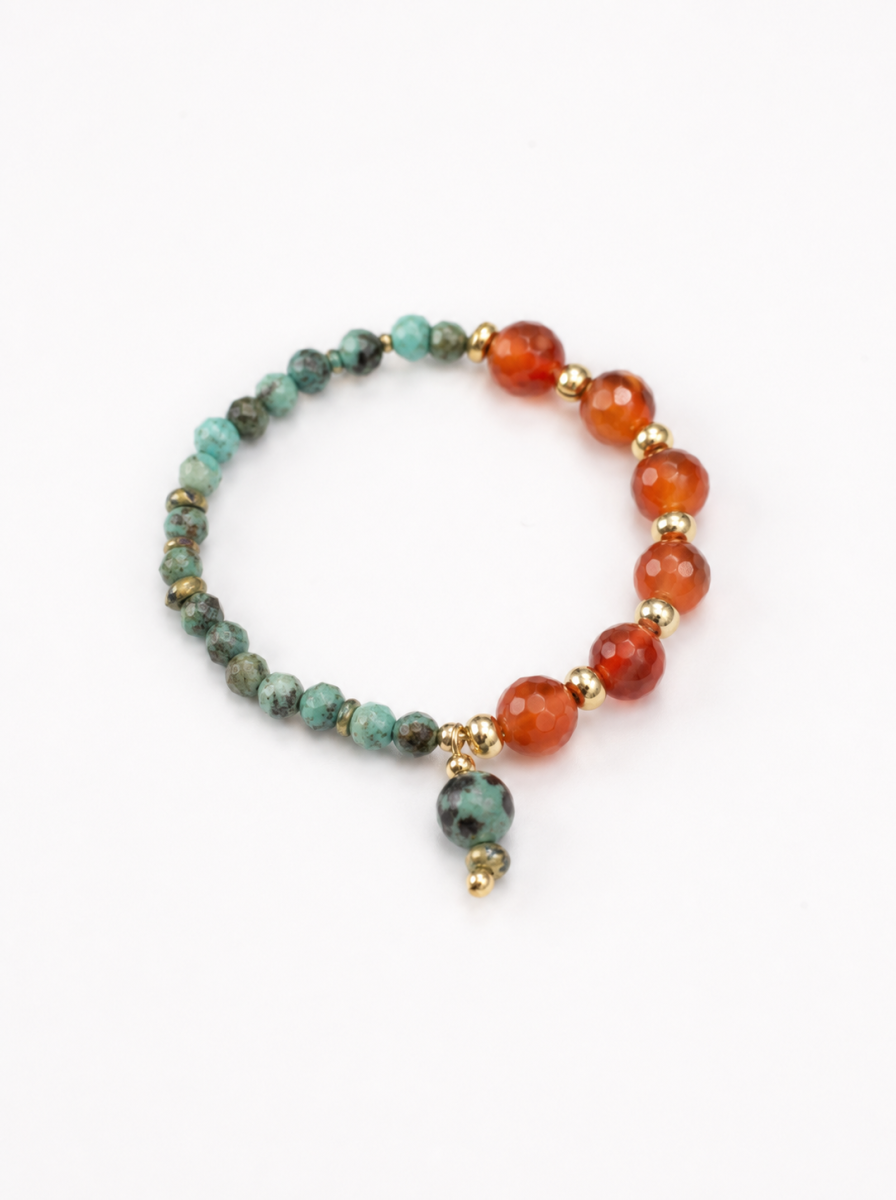 Hubei Turquoise, Red Agate, Jewelry Set, Dunhuang Heritage Style, Women Jewelry, Gift for Her, DH001