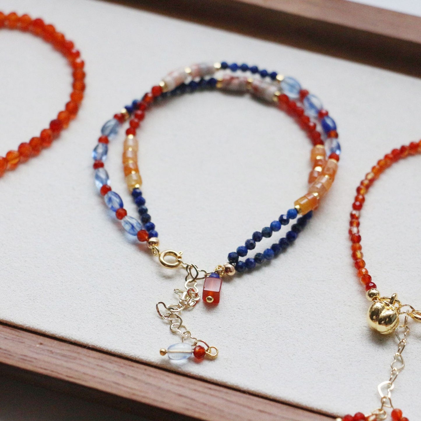 Hubei Turquoise, Red Agate, Lapis Lazuli, Bracelet, Five Elements Design, Women Jewelry, Gift for Her, DH002-S1