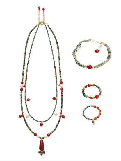 Turquoise Red Agate Set