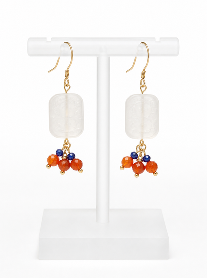 Garnet White Agate Earrings