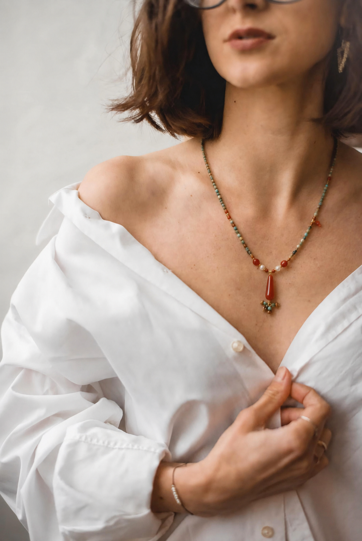 Turquoise Red Agate Necklace