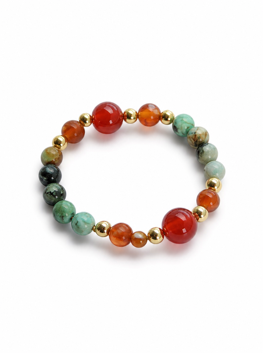 Hubei Turquoise, Red Agate, Jewelry Set, Dunhuang Heritage Style, Women Jewelry, Gift for Her, DH001