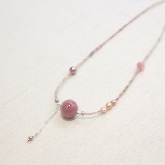 MadagascarPurple Dendritic, Freshwater Pearl, Necklace, Five Elements Design, Women Jewelry, Adjustable Extender, XZS007