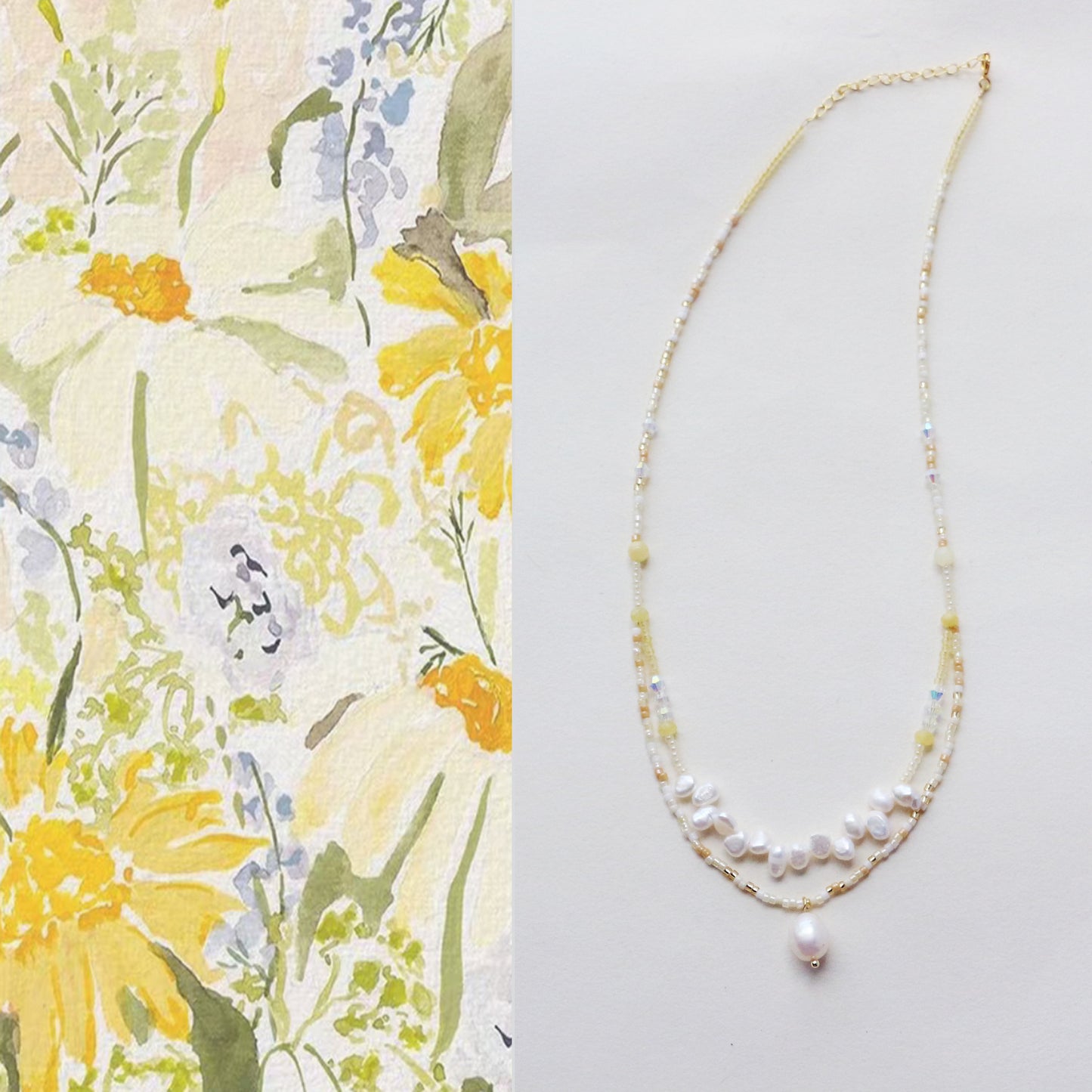 Pearl, Freshwater Pearl, Necklace, Five Elements Design, Women Jewelry, Adjustable Extender, Gift for Her, FS006