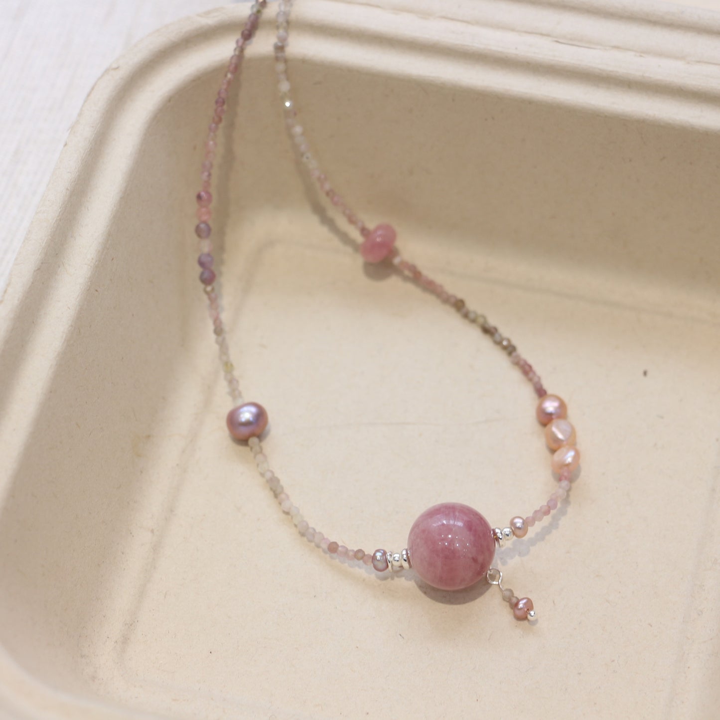 MadagascarPurple Dendritic, Freshwater Pearl, Necklace, Five Elements Design, Women Jewelry, Adjustable Extender, XZS007