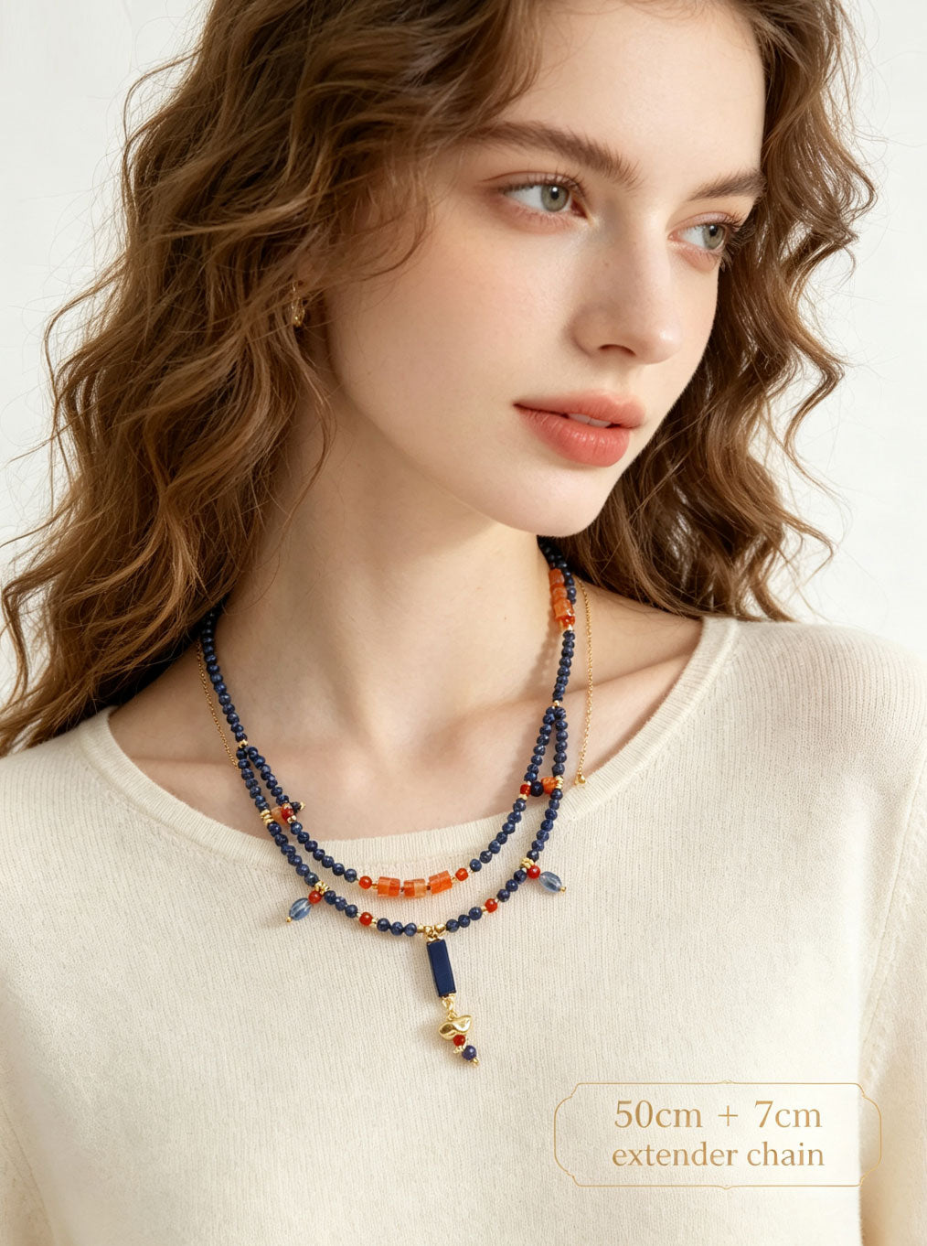 Hubei Turquoise, Red Agate, Lapis Lazuli, Necklace, Five Elements Design, Women Jewelry, Adjustable Extender, DH002-X1