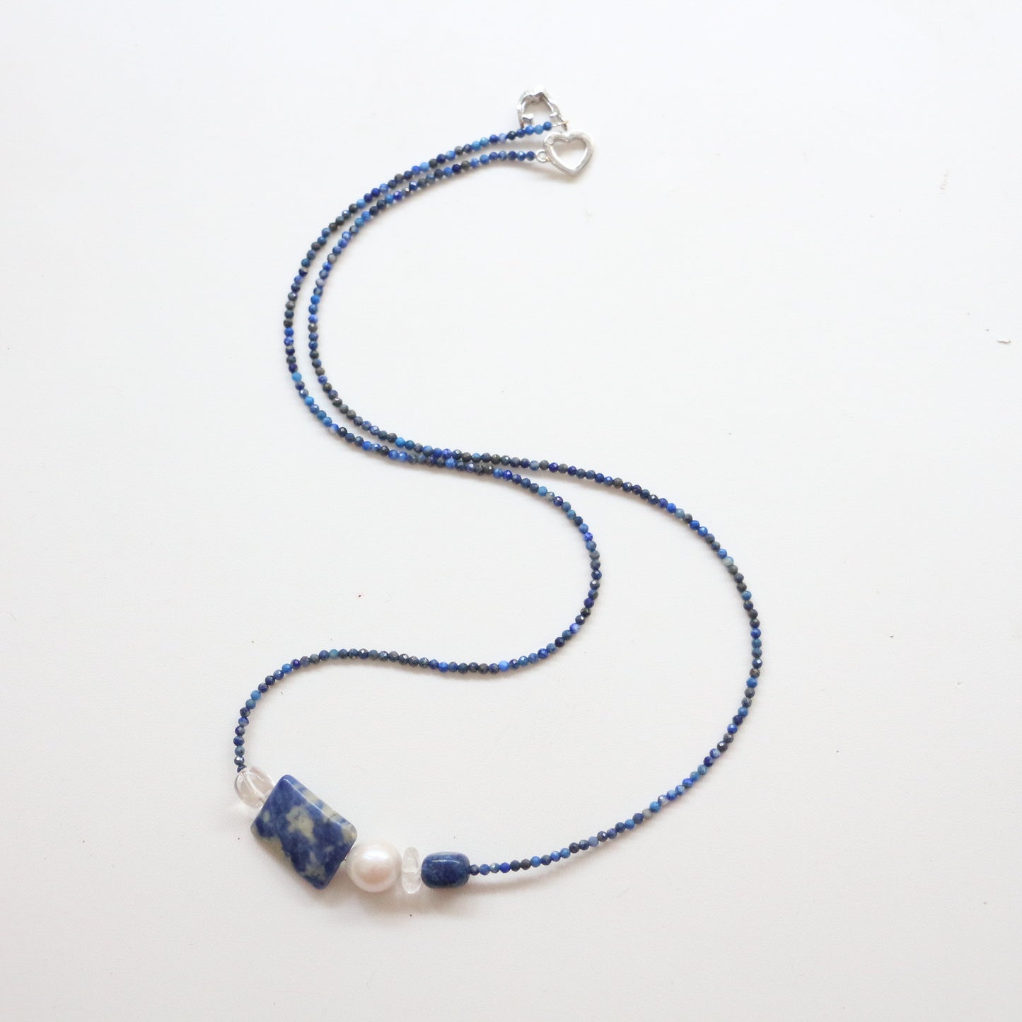 Lapis Lazuli, Freshwater Pearl, Clear Quartz, Necklace, Five Elements Design, Women Jewelry, Adjustable Extender, XZS002-X1