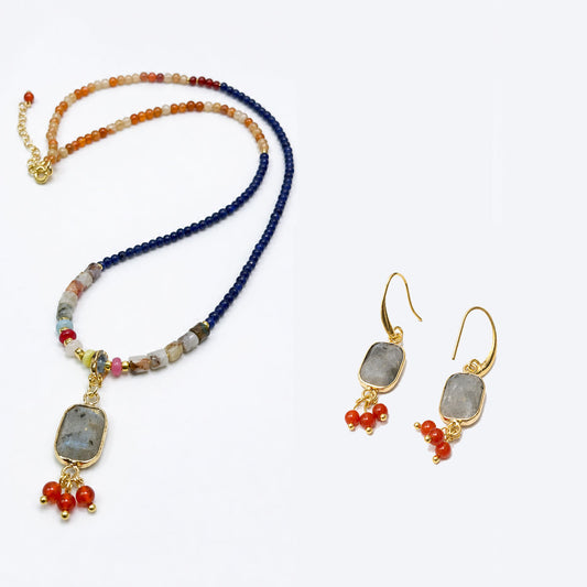 Hubei Turquoise, Celestine, Lapis Lazuli, Jewelry Set, Dunhuang Heritage Style, Women Jewelry, Gift for Her, DH005