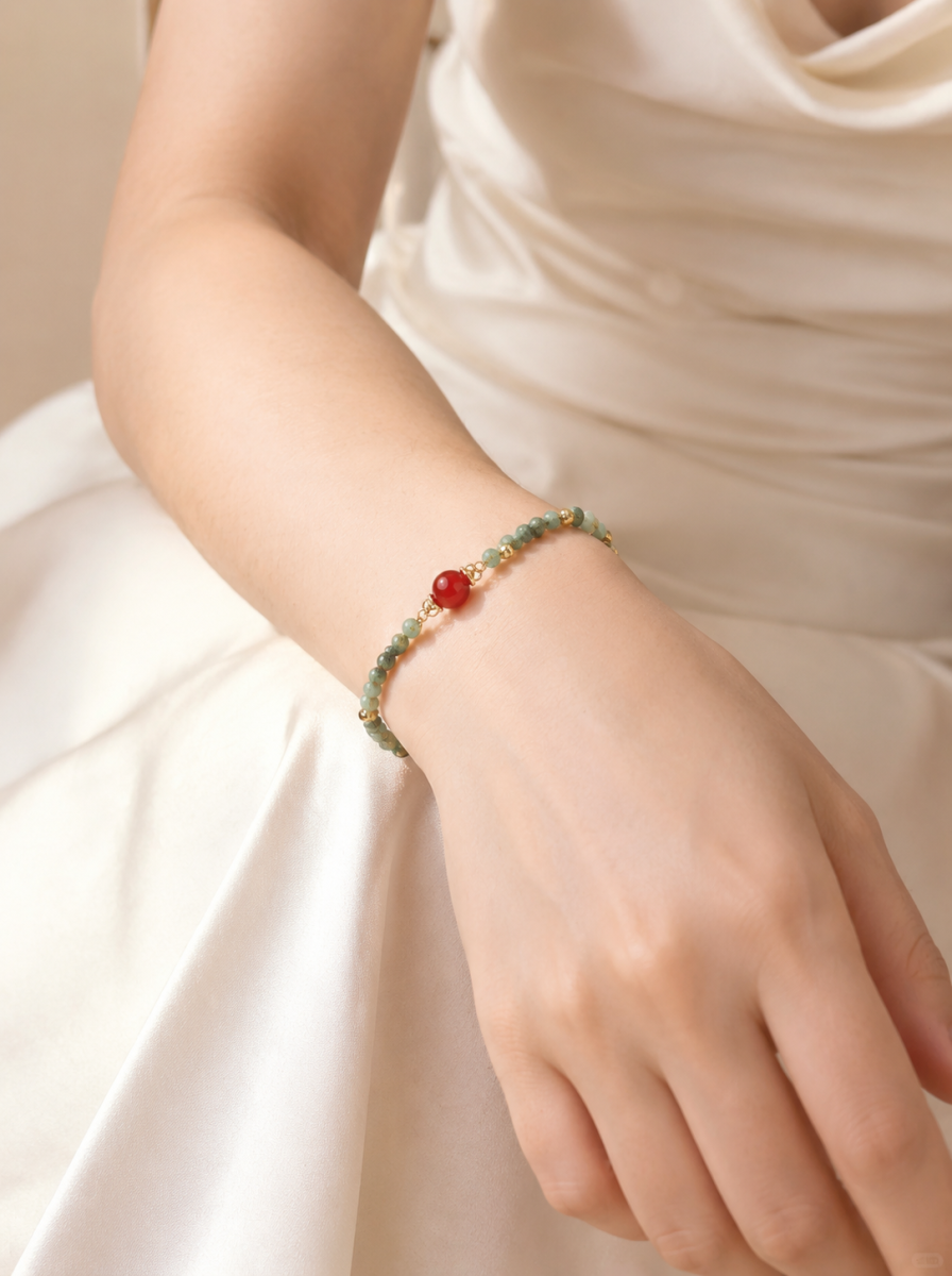 Hubei Turquoise, Red Agate, Bracelet, Five Elements Design, Women Jewelry, Gift for Her, DH001-S1