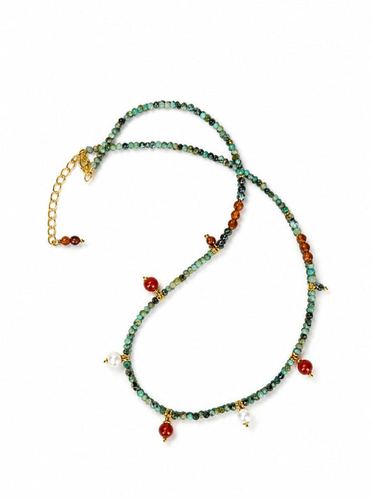 Turquoise Red Agate Necklace