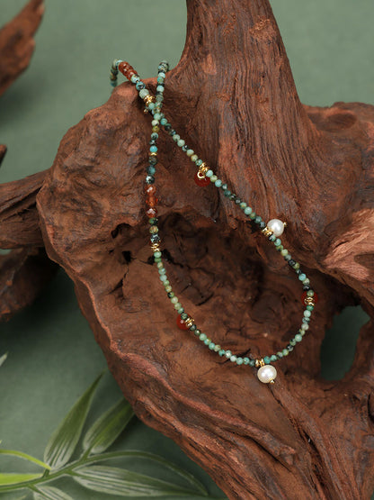 Turquoise Red Agate Necklace