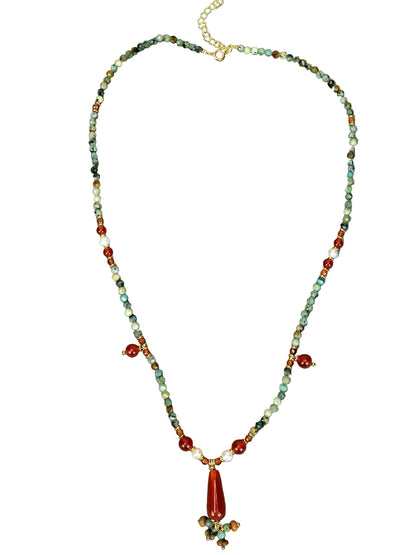 Turquoise Red Agate Necklace