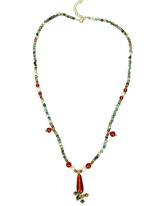 Turquoise Red Agate Necklace
