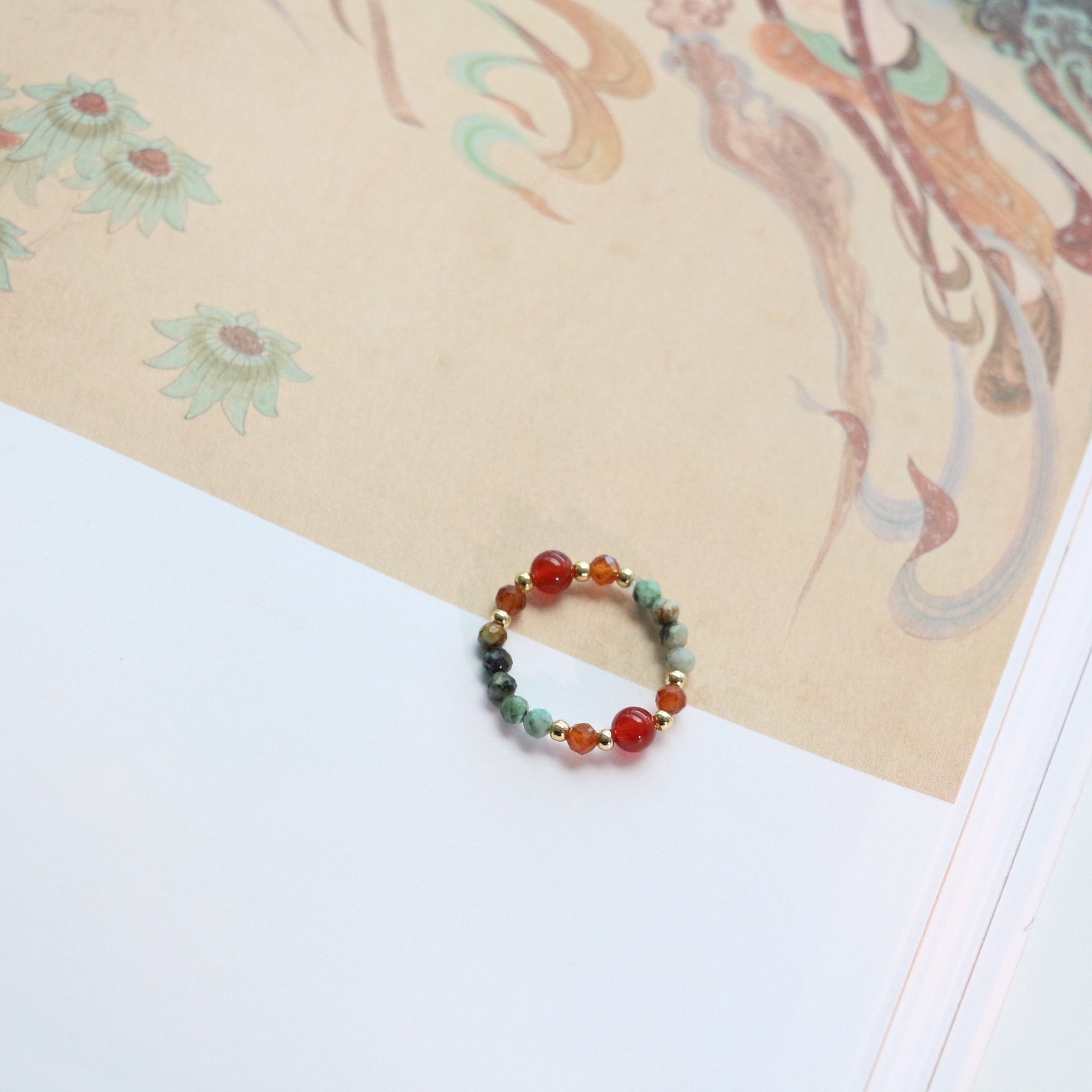 Hubei Turquoise, Red Agate, Jewelry Set, Dunhuang Heritage Style, Women Jewelry, Gift for Her, DH001