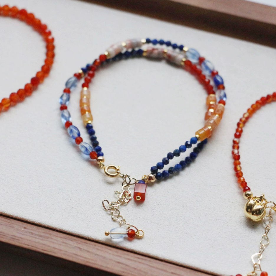 Hubei Turquoise, Red Agate, Lapis Lazuli, Jewelry Set, Dunhuang Heritage Style, Women Jewelry, Gift 