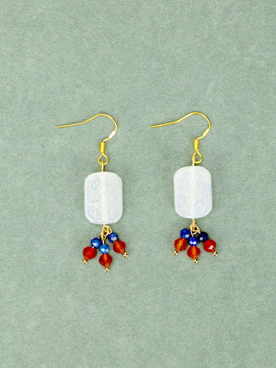 Garnet White Agate Earrings
