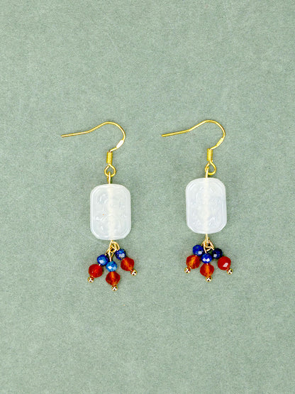 Garnet White Agate Earrings