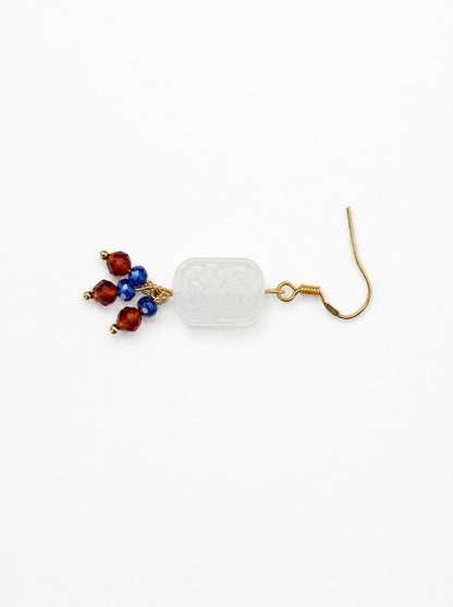 Garnet White Agate Earrings