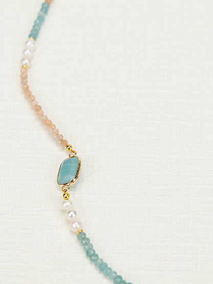 Sunstone Pearl Necklace