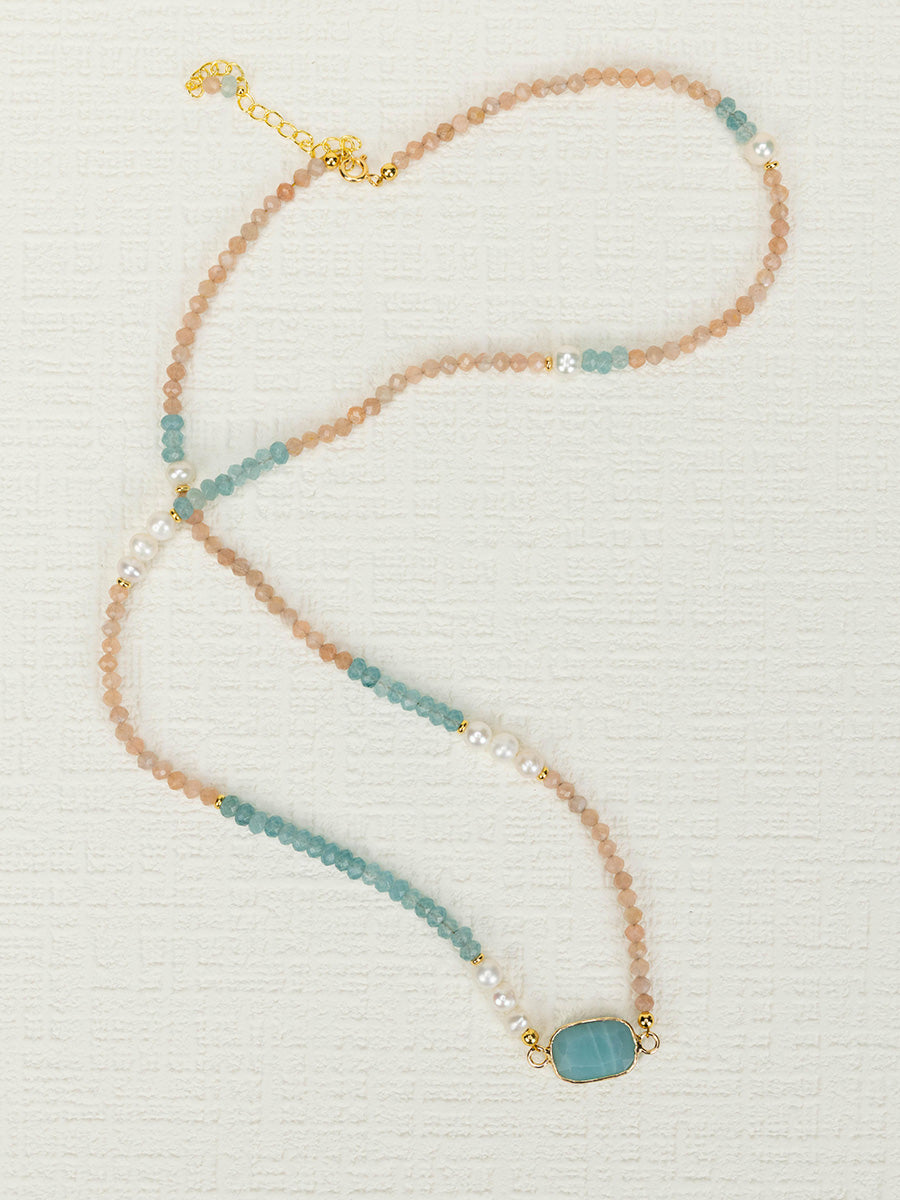 Sunstone Pearl Necklace