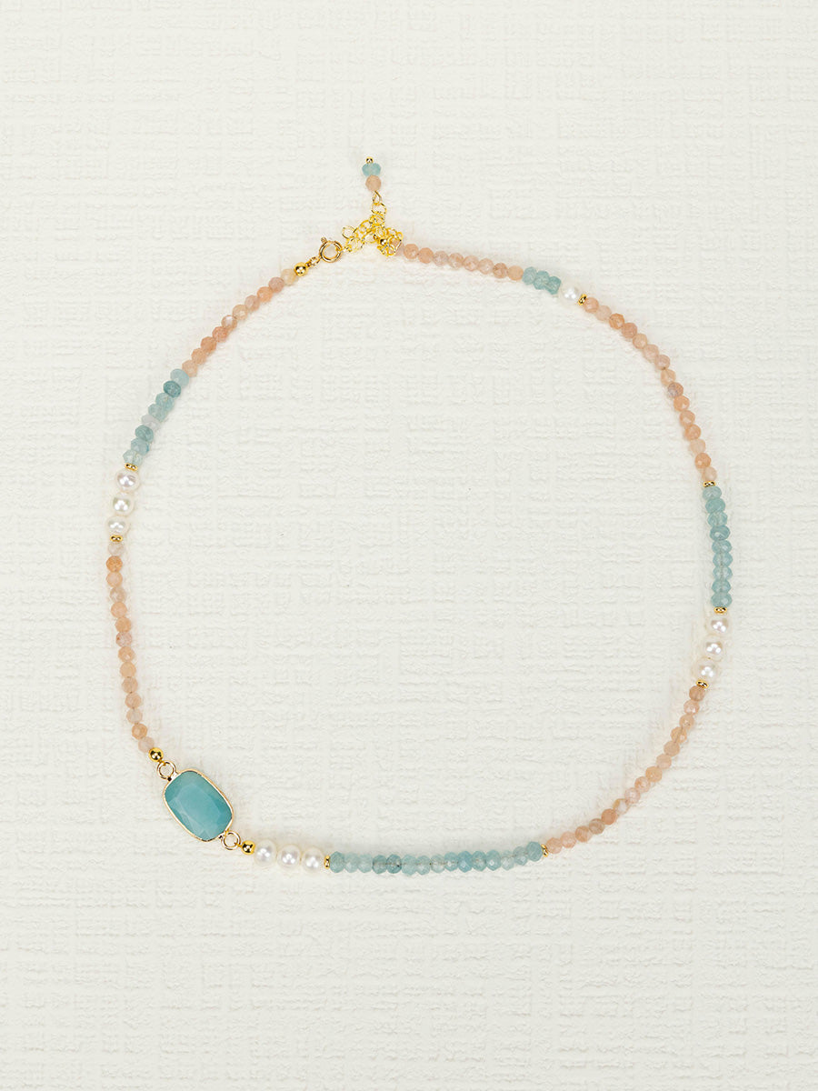 Sunstone Pearl Necklace