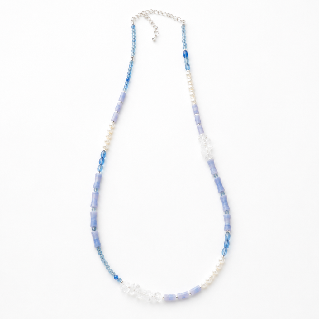 Purple Agate, Blue Crystal, Pearl, Jewelry Set, Five Elements Design, Women Jewelry, Gift for Her, F