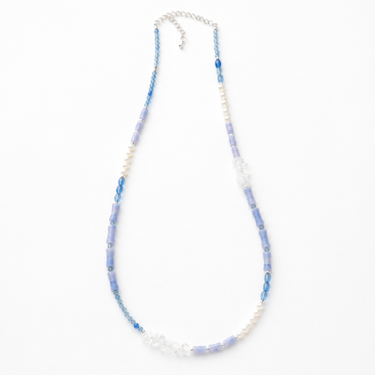 Purple Agate, Blue Crystal, Pearl, Jewelry Set, Five Elements Design, Women Jewelry, Gift for Her, F