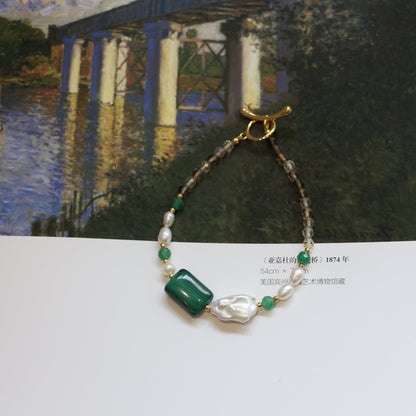 Malachite, Smoky Quartz, Pearl, Bracelet, Five Elements Design, Women Jewelry, Gift for Her, FS005-S