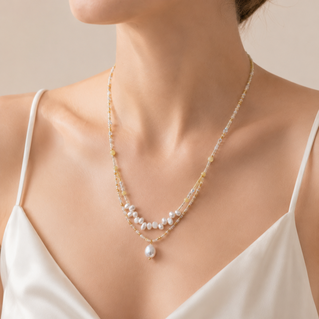Pearl, Freshwater Pearl, Necklace, Five Elements Design, Women Jewelry, Adjustable Extender, Gift fo