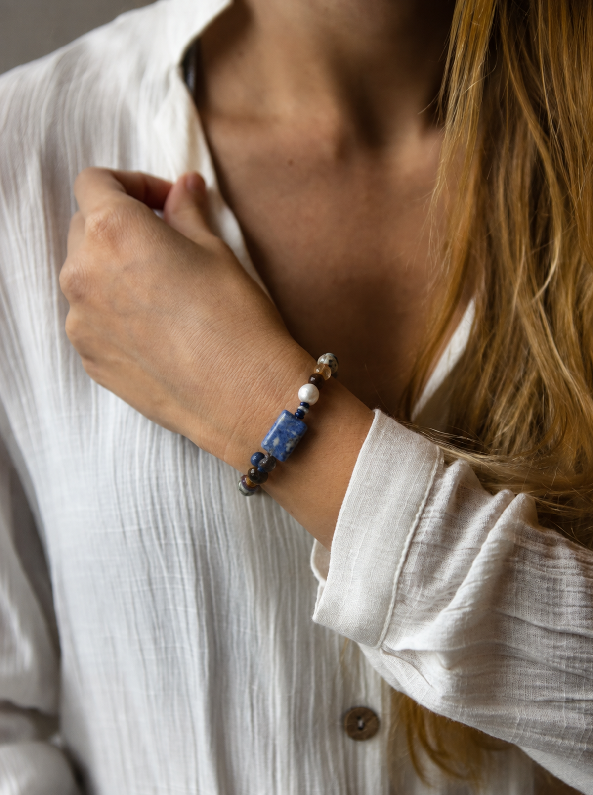 Lapis Pearl Bracelet