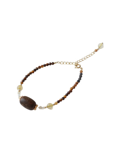 Citrine, Agarwood Beads, Bracelet, Five Elements Design, Women Jewelry, Gift for Her, XZS010-S1