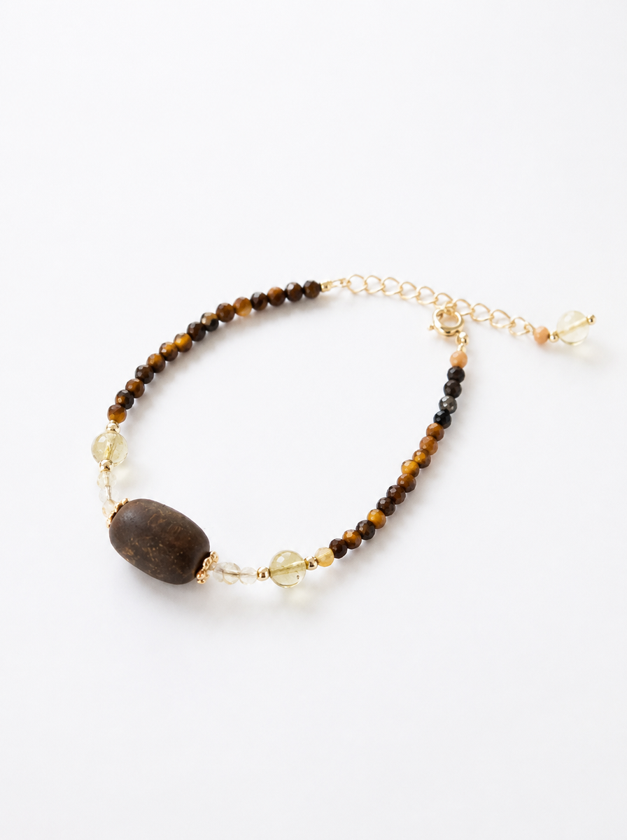 Citrine, Agarwood Beads, Jewelry Set, Five Elements Design, Women Jewelry, Gift for Her, XZS010