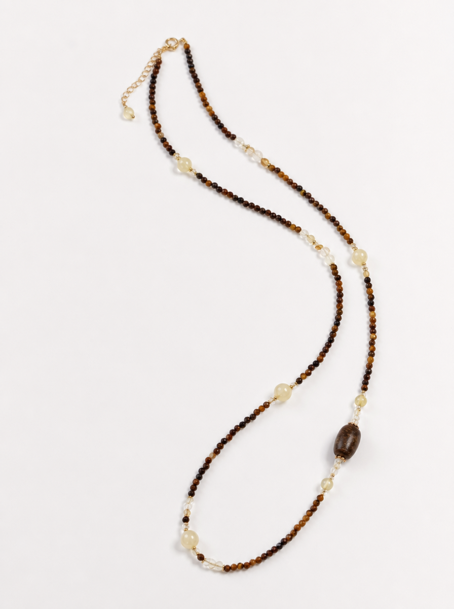Citrine, Agarwood Beads, Jewelry Set, Five Elements Design, Women Jewelry, Gift for Her, XZS010