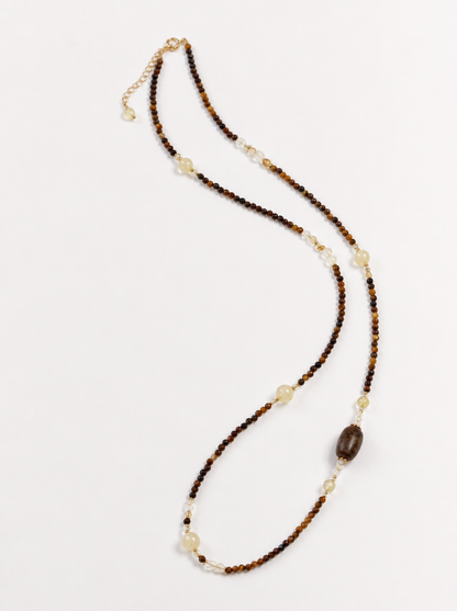 Citrine, Agarwood Beads, Jewelry Set, Five Elements Design, Women Jewelry, Gift for Her, XZS010