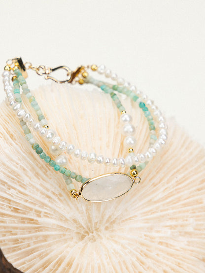 Amazonite Jade Pearl Set