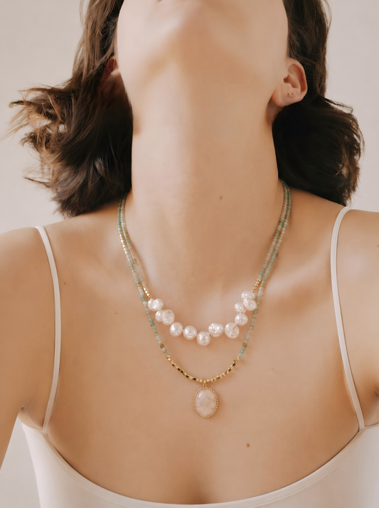 Amazonite Jade Pearl Set