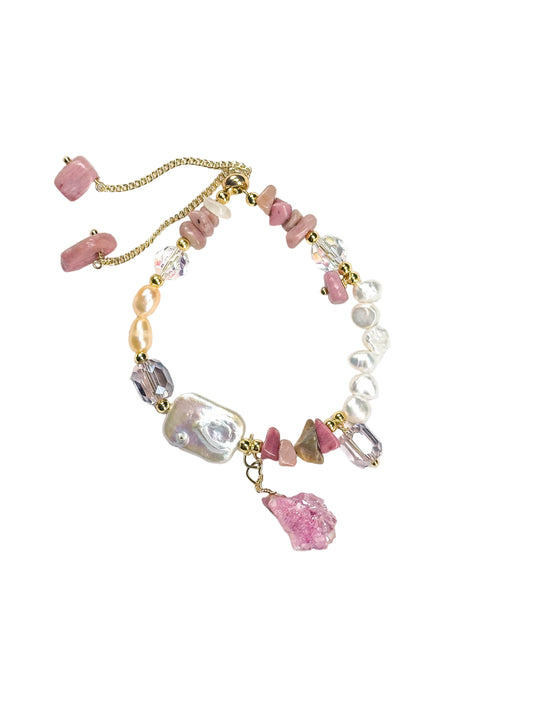 Rhodochrosite Pearl Bracelet