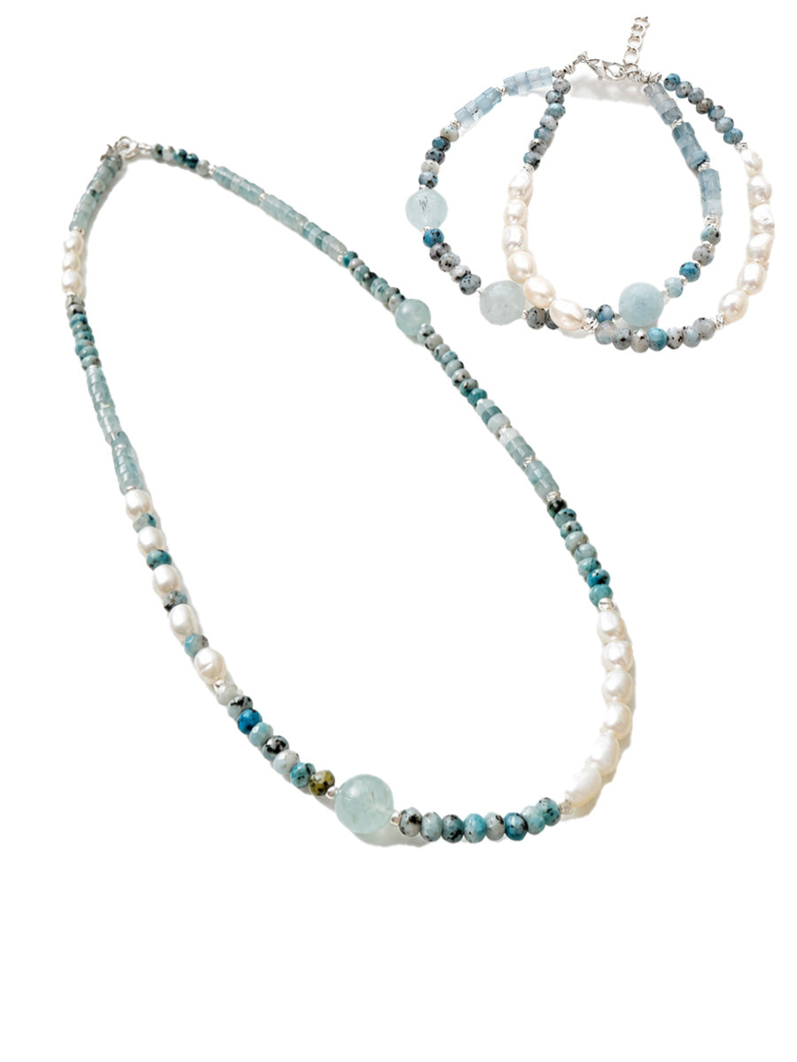 Aquamarine Pearl Set