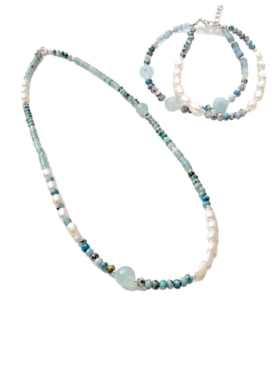 Aquamarine Pearl Set